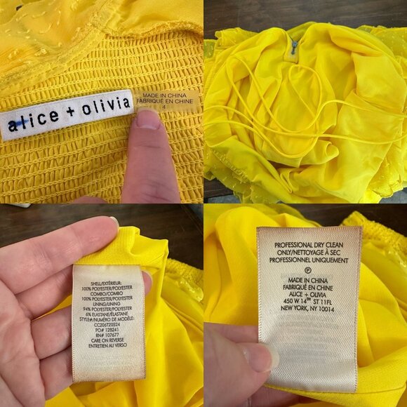 Alice + Olivia Mitzi Combo Cutout Godet Mini Dress Sunbeam - Picture 8 of 12